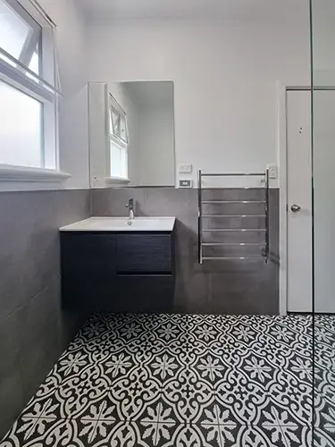 Albany Bathroom Reno - Finished - Mirror and vanity unit