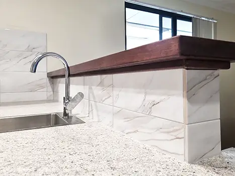 Tiles and Jarrah Benchtop - Mt Melville Reno