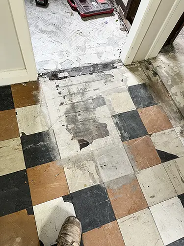 Mt Elphinstone Bath Reno - Original Damaged Floor Tiles