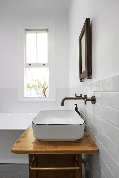 1920s Character Home Bathroom Renovation - Vanity Mirror and bath