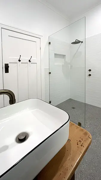 Antique Vanity and Modern Shower Screen - Port Albany