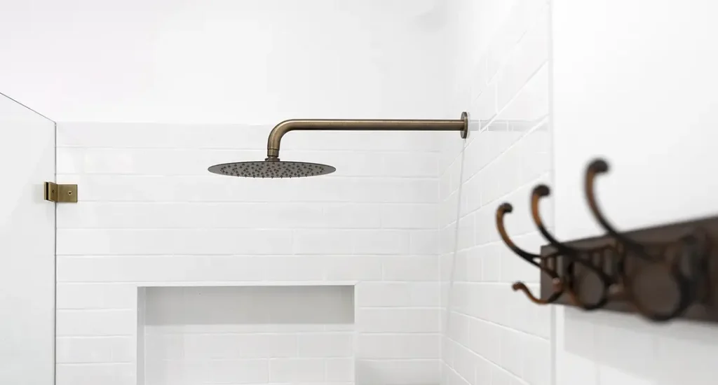 Renovation - Antique Brass Shower Head and Traditional Clothes Hooks
